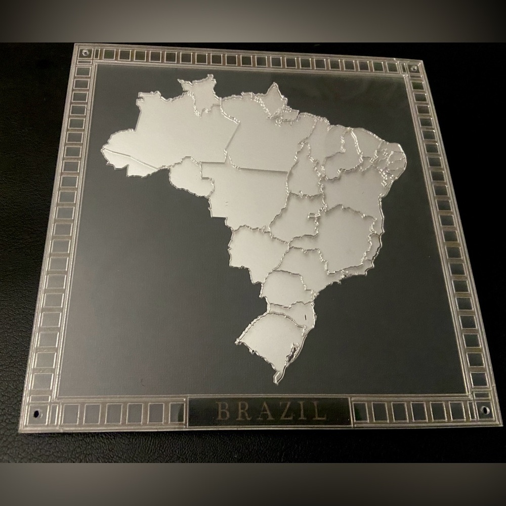 Black and Silver Brazil Map